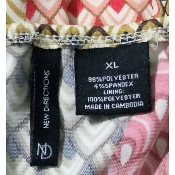 New Directions Sleeveless V-Neckline Elastic Waistband Geometric Print Dress 2X - Picture 6 of 6